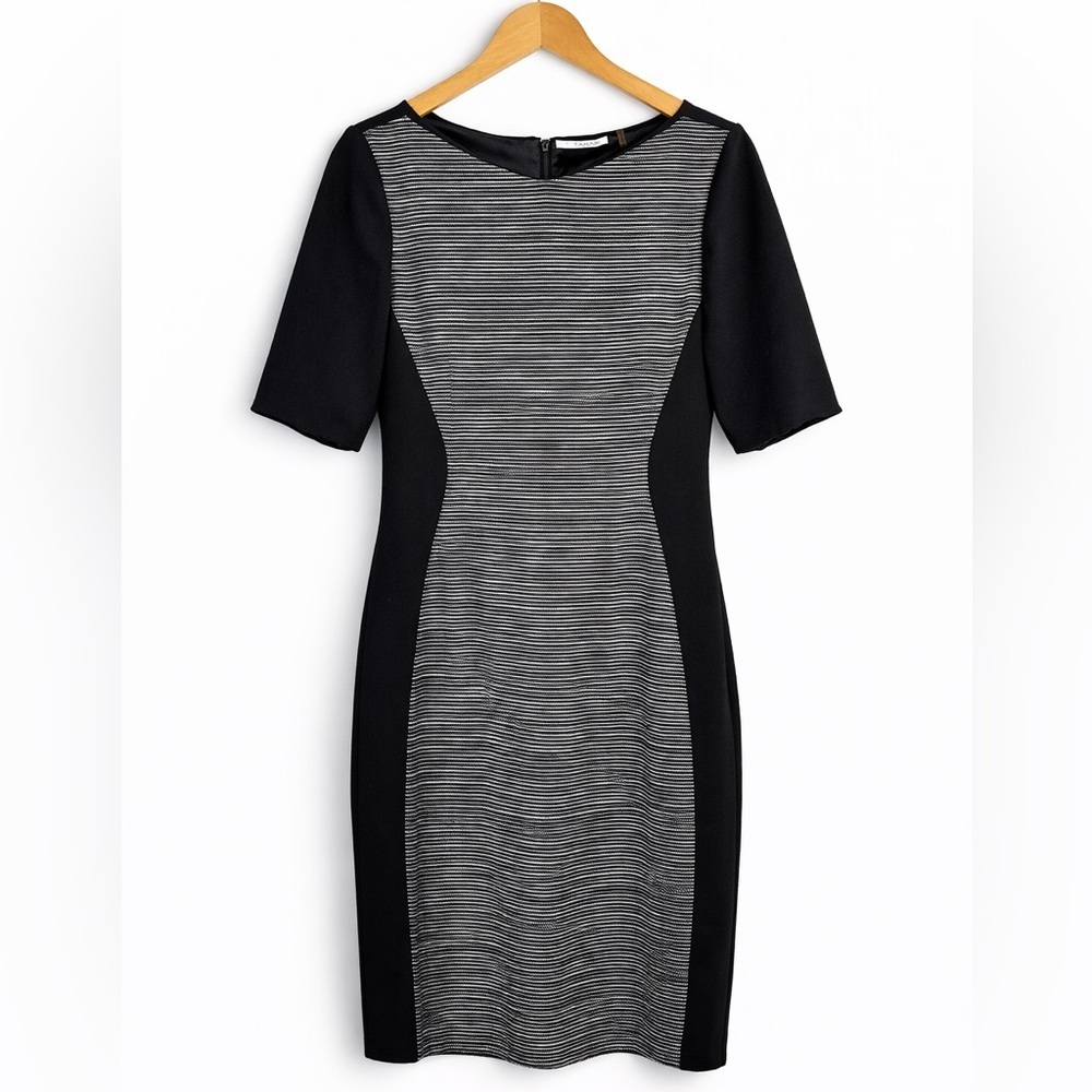 T Tahari Black and Gray Long Sleeve Dress